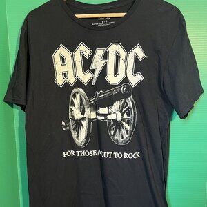 AC/DC For Those About to Rock Graphic Band Tee Black Size L 2023 Licensed Rock T